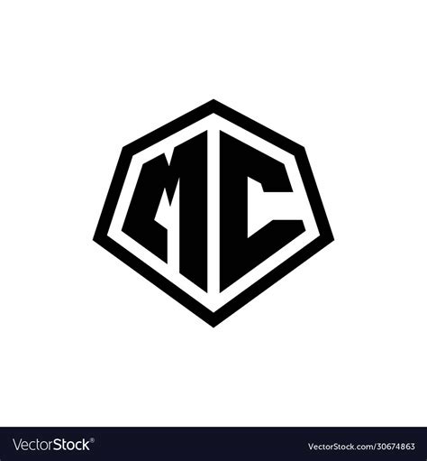 Mc monogram logo with hexagon shape and line Vector Image