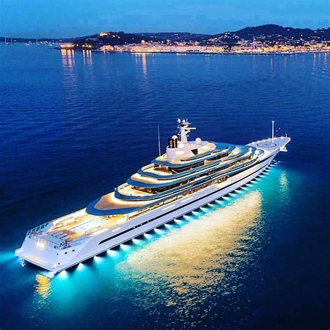 M/Y Jubilee 110m at anchor near St Tropez at night is a pure art form in the world of yachting ...