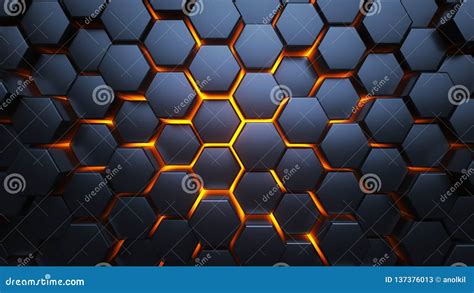 Blue and Orange Hexagons. Modern Background. 3d Illustration Stock ...