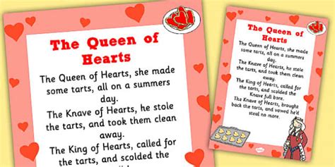 FREE! - The Queen of Hearts Nursery Rhyme Poster