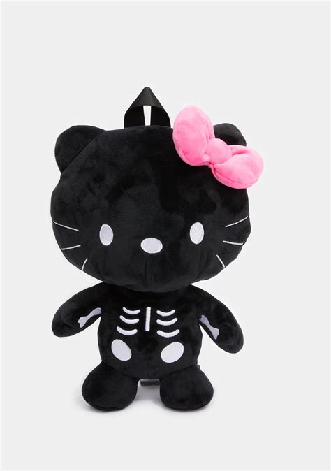 Dolls Kill Hello Kitty Skeleton Plush Backpack - Black | Dolls Kill