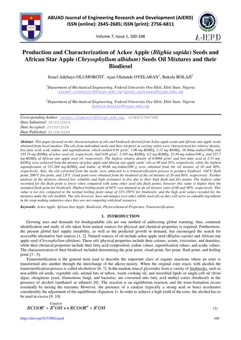 (PDF) Production and Characterization of Ackee Apple (Blighia sapida ...