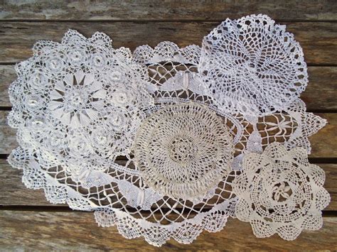 Lace Doilies Set of 5 Mismatched Crocheted Doilies Cream and | Etsy UK