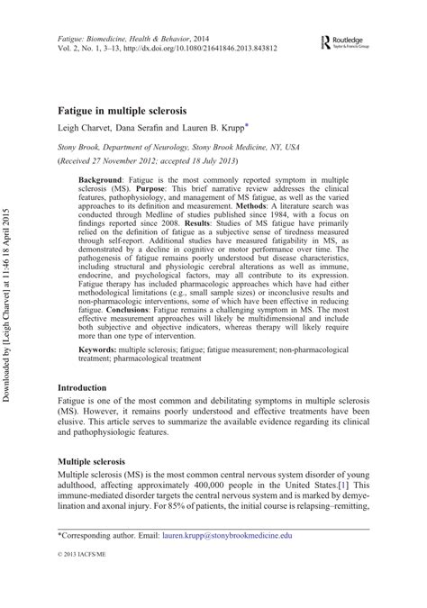 (PDF) Fatigue in multiple sclerosis