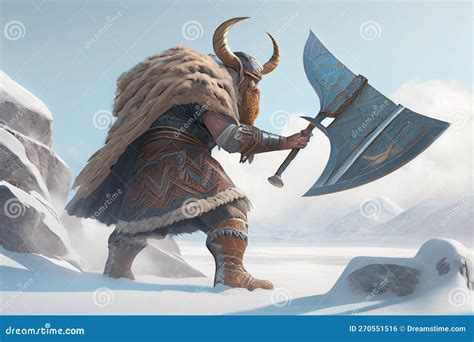 The Frozen Warrior - an Inuit Shaman Wielding a Giant Axe Against a ...