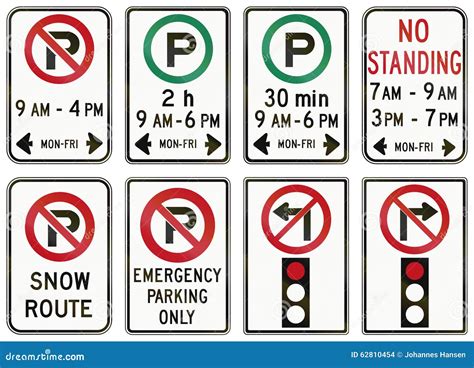 Regulatory Road Signs in Ontario - Canada Stock Illustration - Illustration of rounded, crossed ...