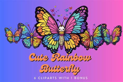 1 Cute Rainbow Butterfly Designs & Graphics