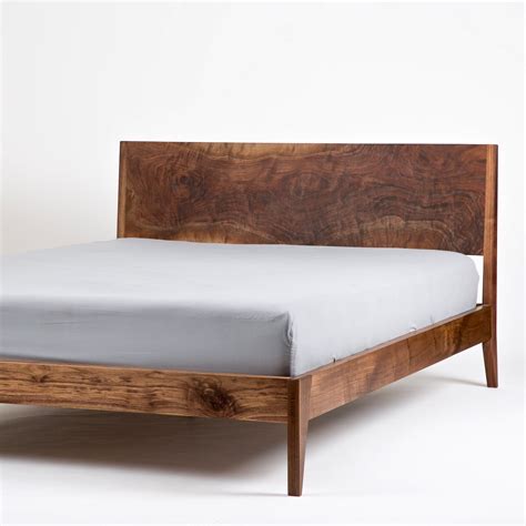 Solid Wood Platform Bed | Walnut Bed | Mid Century Modern Bedframe and Headboard | Storage Bed ...