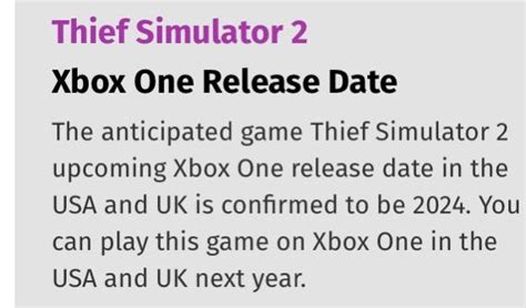 I found out release date (kinda) for thief simulator 2 on Xbox One : r ...