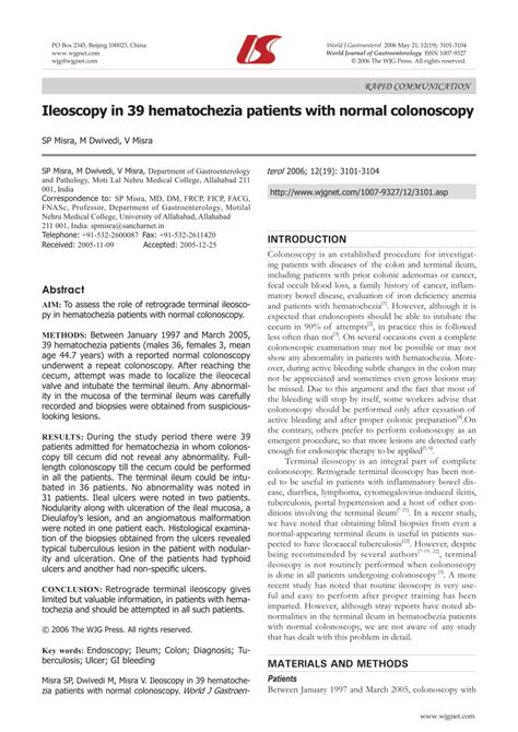 (PDF) Ileoscopy in 39 hematochezia patients with normal colonoscopy