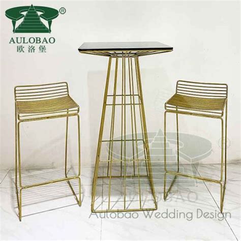 Gold Iron Metal Square Cocktail Table Aulobao