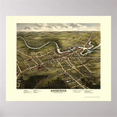 Rochester, NH Panoramic Map - 1877 Poster | Zazzle