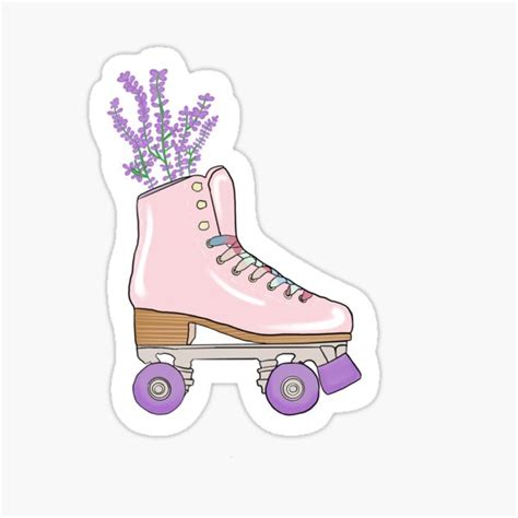 "Aesthetic pink lavender pastel roller skate" Sticker for Sale by prins3z | Redbubble