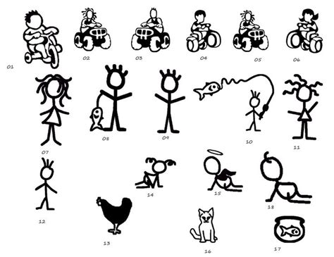 FAMILY STICK FIGURE CAR DECAL | Stick figures, Car decals, Stick art