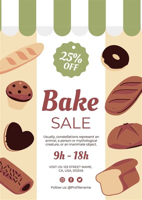 Free Hand-drawn Bake Sale Poster template to design