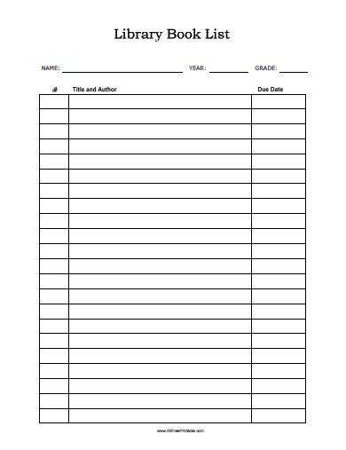 Library Due Printable Template Blank - Printable Online