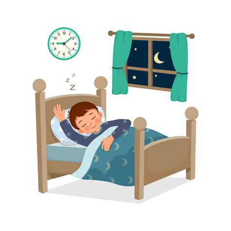 cute little child boy sleeping good night in bed at home 8197754 Vector Art at Vecteezy