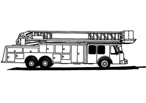 Coloriage Camion Pompier en noir et blanc dessin gratuit à imprimer