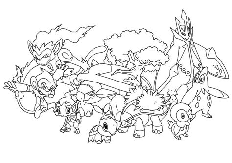 Pokemon Coloring Pages Sinnoh Starters