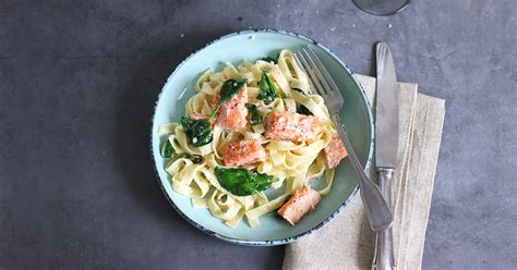 Tagliatelle with Salmon & Spinach | Bake to the roots