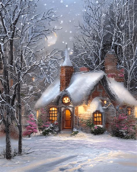 Snowy Gothic Cottage Ultra Detailed Winter Scene · Creative Fabrica