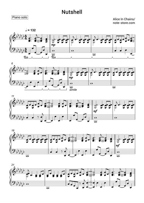 Alice in Chains - Nutshell sheet music for piano download | Piano.Solo ...