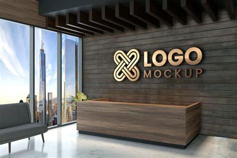 3D Logo Mockup On Office Reception Wall – GraphicsFamily