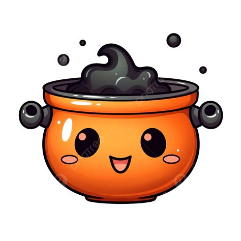 Cute Halloween Cartoon Caldron Vector Clipart, Kawaii Halloween ...