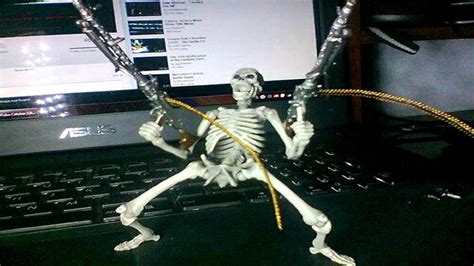 Skeleton with guns (original image) | Skeletons | Know Your Meme