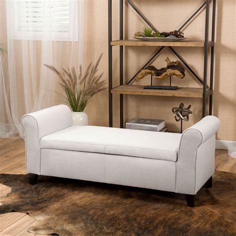 Noble House Haden Armed Light Gray Fabric Storage Bench Ottoman - Walmart.com