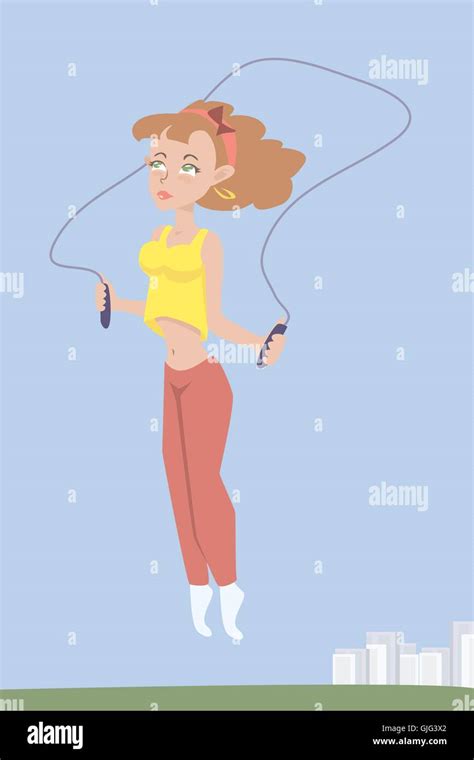 cartoon girl jumping rope - funny vector illustration Stock Vector Image & Art - Alamy