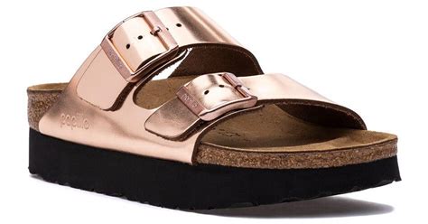 Birkenstock Denim Arizona Platform Sandal Bronze - Lyst