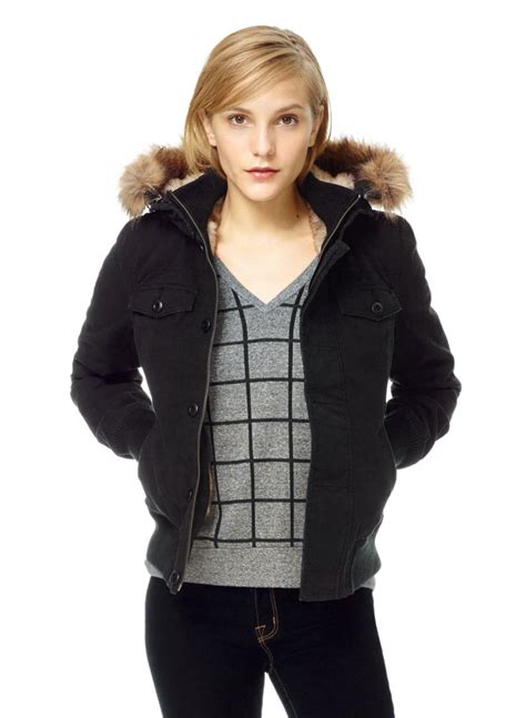 TNA MAVERICK JACKET - A washed-down canvas bomber outfitted in faux fur ...