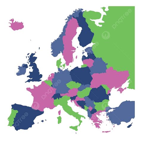 Europe Political Map In 4 Colors With Labels Vector, Country, Flat, Blue PNG and Vector with ...