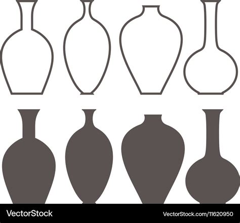 Vase outline silhouette Royalty Free Vector Image