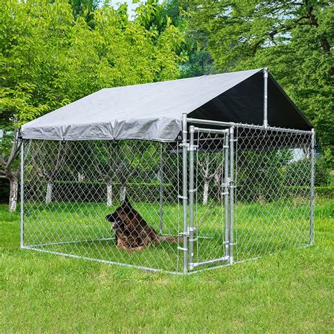 PawHut 97 X 46 Outdoor Galvanized Metal Dog Kennel Puppy Playpen Dog Crate | lupon.gov.ph