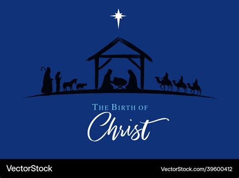 Nativity scene silhouette jesus in manger Vector Image