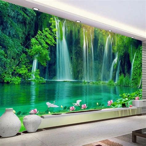 3D Wallpaper Waterfall Scenery Papel De Parede Custom - Etsy