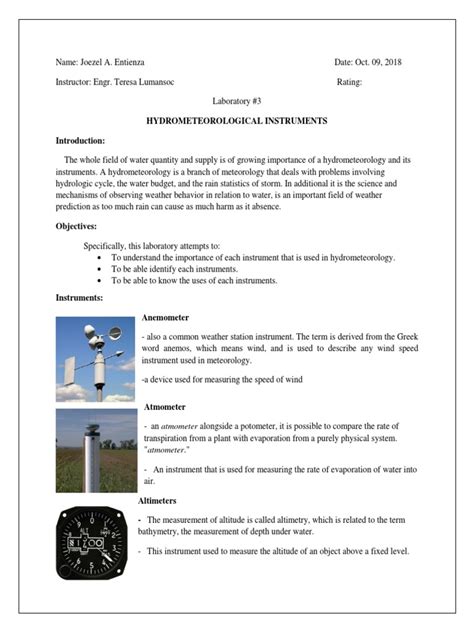 HYDROMETEOROLOGICAL INSTRUMENTS | Meteorology | Seismology