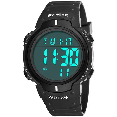 Men's Digital Sports Watch LED Display Large Face Military Watches Waterproof Luminous Stopwatch ...