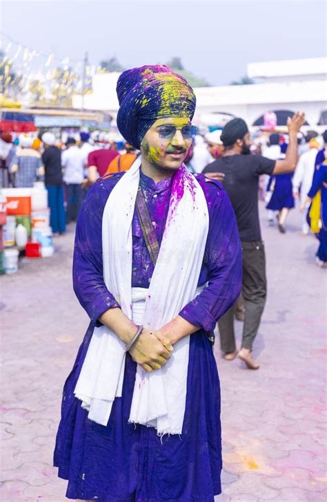 Portrait of Sikh Male during Hola Mohalla Festival with Colours ...