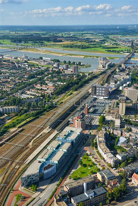 aerial view Regional Teaching Centre ROC Nijmegen, the railway station ...