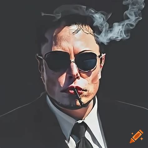 Elon musk in sunglasses smoking a cigar on Craiyon