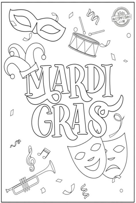 Printable Festive Mardi Gras Coloring Pages | Kids Activities Blog