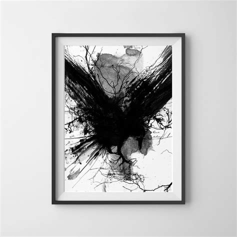 Black Raven Black and White Raven Art Print Raven Poster - Etsy