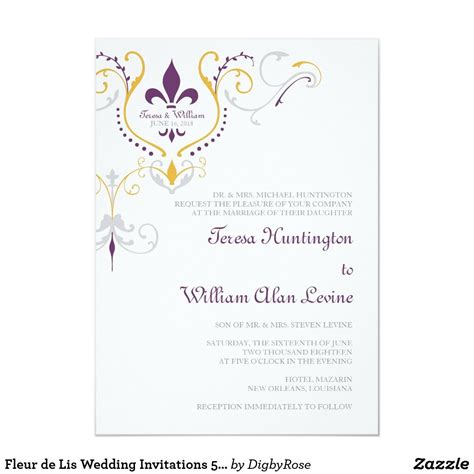 Fleur de Lis Wedding Invitations 5x7 A fleur de lis wedding invitation ...