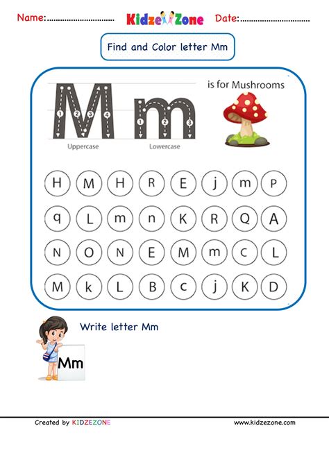 Trace letters M and m. Next find and color circles with letter M or m ...