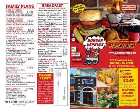 Menu for Burger Express in Carteret, New Jersey, United States