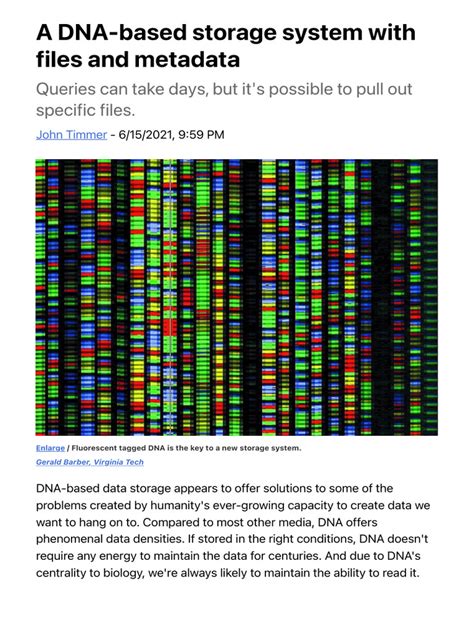 A DNA-based Storage System With Files and Metadata - Ars Technica | PDF ...