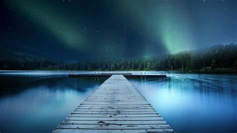 Pier Aurora Landscape 4K 8K Wallpapers | HD Wallpapers | ID #29811